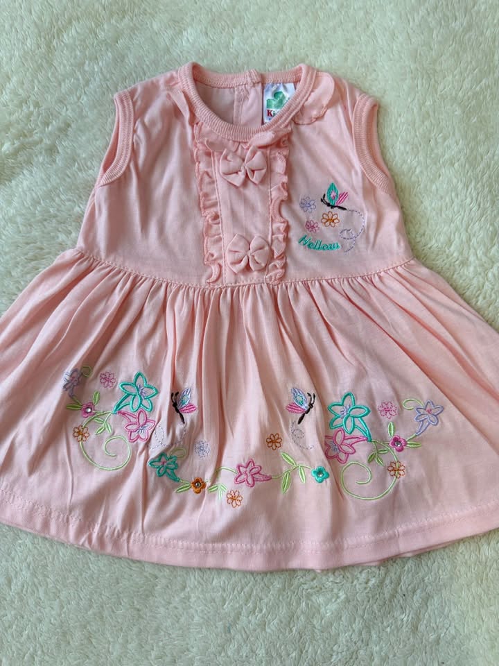 Cheerful collection of sleeveless cotton baby girl frocks.