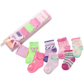 7 in 1 Baby Cotton Socks With a Box for One Week