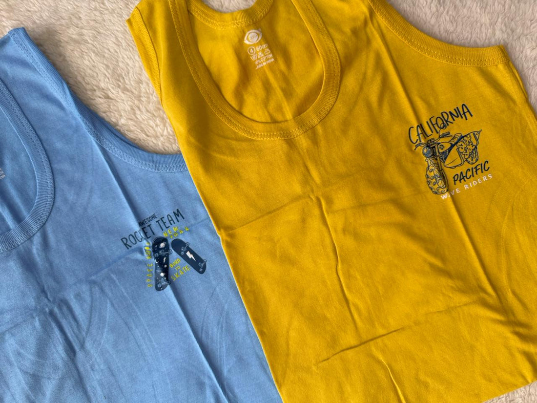 Zero Brand Kids Printed Cotton Vest Pack of 3