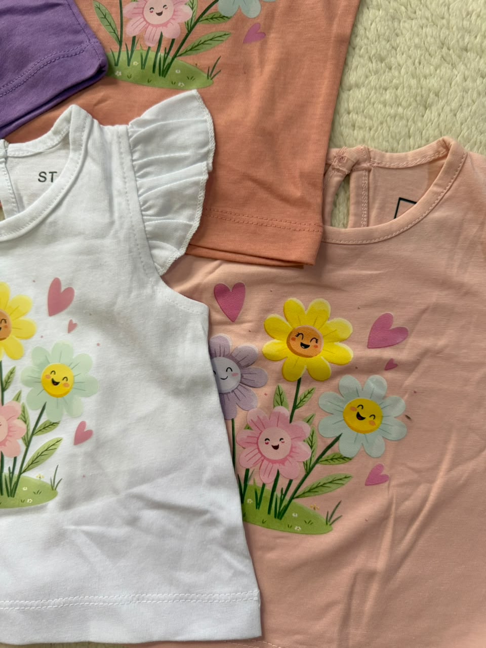 Baby girls' short-sleeve flutter-sleeve t-shirt