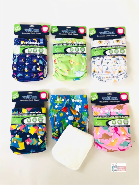 Velona One Size Reusable Cloth Diaper (Printed) + Absorbent Insert
